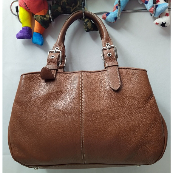 Dooney & Bourke Brown Pebbled Leather Carryall Top Handle Satchel Bag - Picture 2 of 16